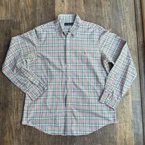 Polo Ralph Lauren Mens L Oxford Button Up Multicolored Plaid Long Sleeve Shirt